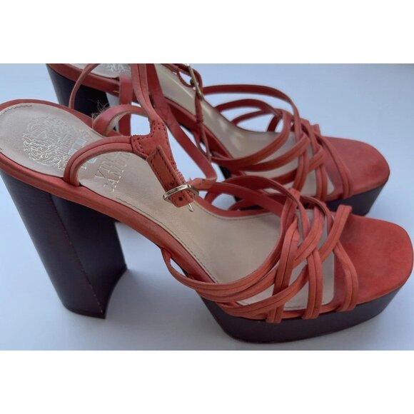 Vince Camuto Women’s Size 7 Multi Ties Strap Woven Platform heels ORANGE - Picture 13 of 13